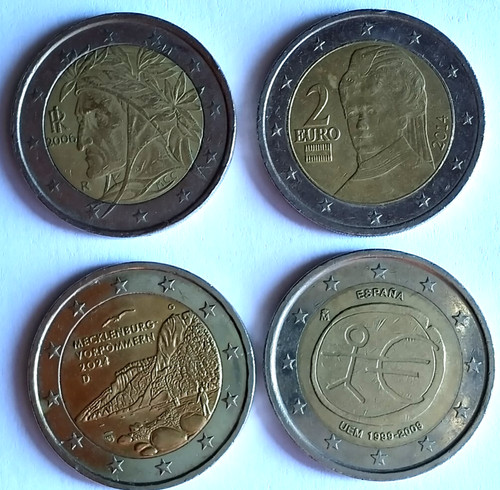 Euro coins popular - 4x, 2-euro