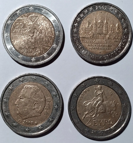 Euro coins popular - 4x, 2-euro