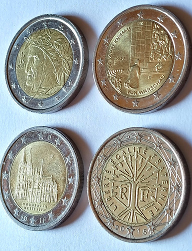 Euro coins popular - 4x, 2-euro